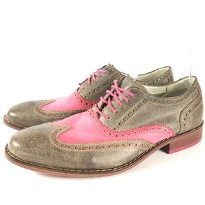 Cole Haan Brown Pink Leather Lace Oxford Men 8.5